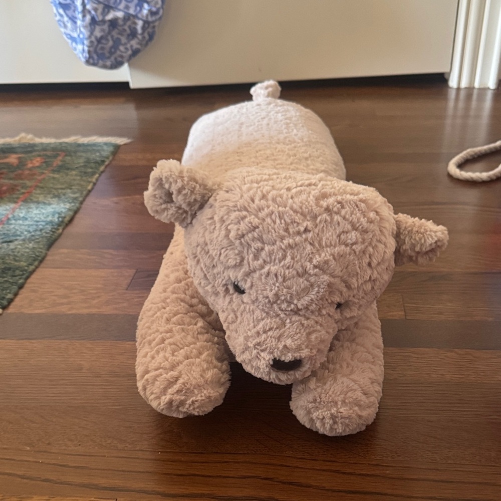 Cozy Tan Plush Bear Pillow
